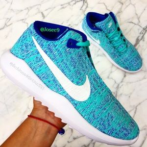 Nike high top women's blue green white sne…